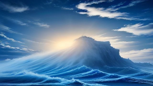 空之色水之色剧情导读视频封面，蓝天海浪背景，大字标题叠加，视觉小说作品宣传风格